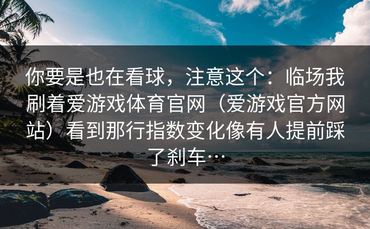 你要是也在看球，注意这个：临场我刷着爱游戏体育官网（爱游戏官方网站）看到那行指数变化像有人提前踩了刹车…