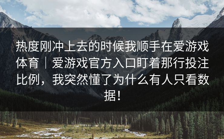 热度刚冲上去的时候我顺手在爱游戏体育｜爱游戏官方入口盯着那行投注比例，我突然懂了为什么有人只看数据！